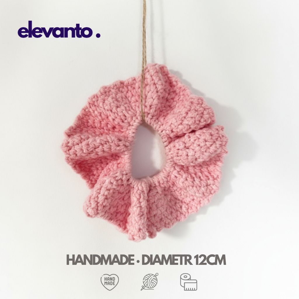 Crochet Hair Scrunchie Sun Rise in Hawai, Light Pink