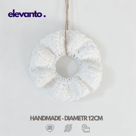 Crochet Hair Scrunchie Snowy Day, White Color