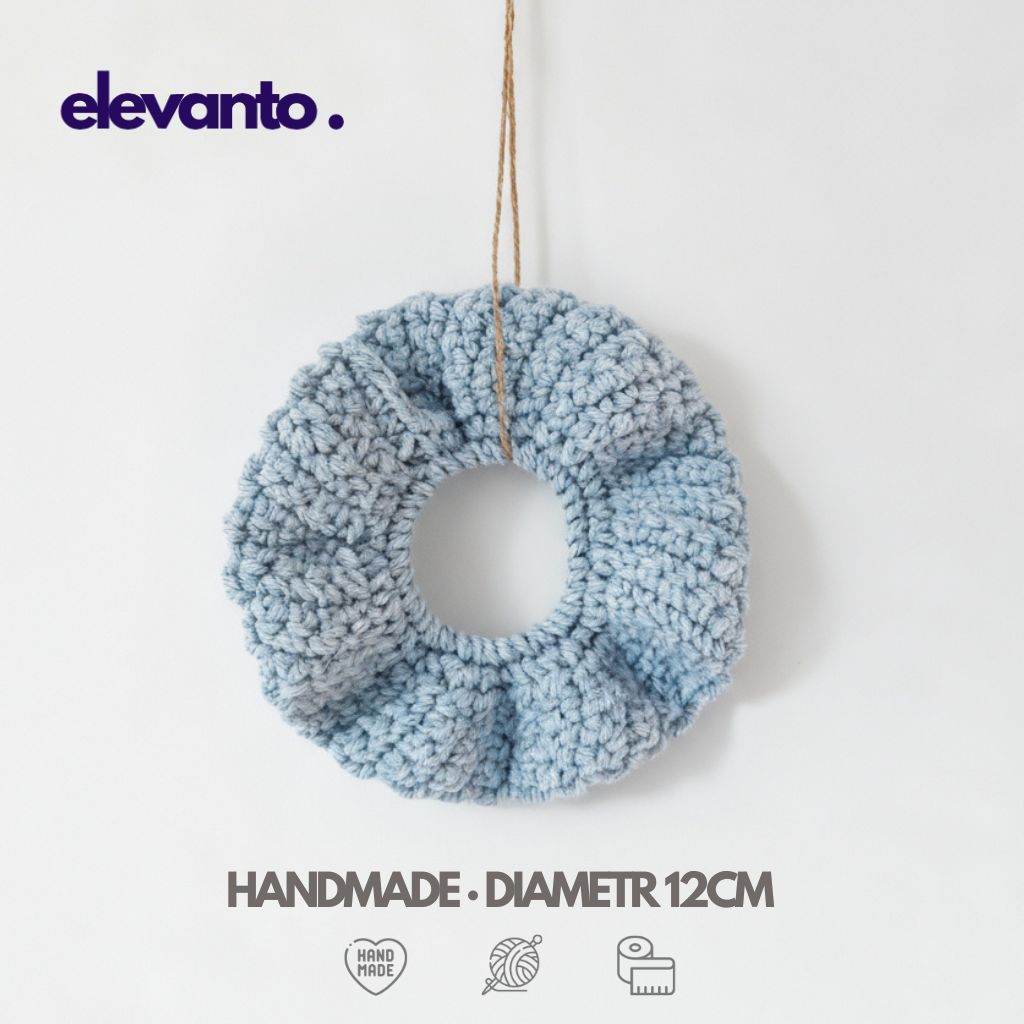 Crochet Hair Scrunchie Ice Blue, Light Blue Color