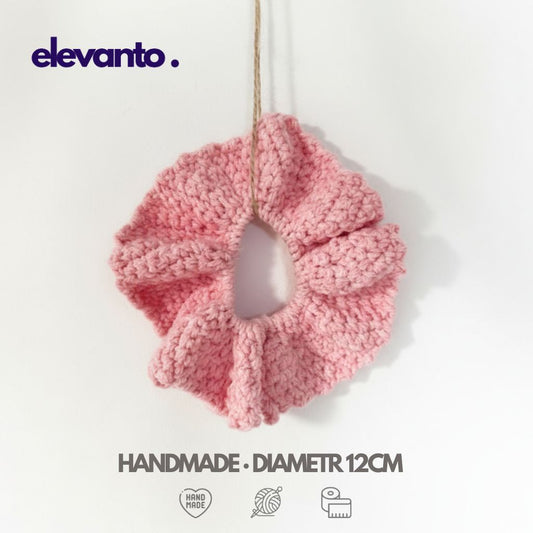 Crochet Hair Scrunchie Sun Rise in Hawai, Light Pink