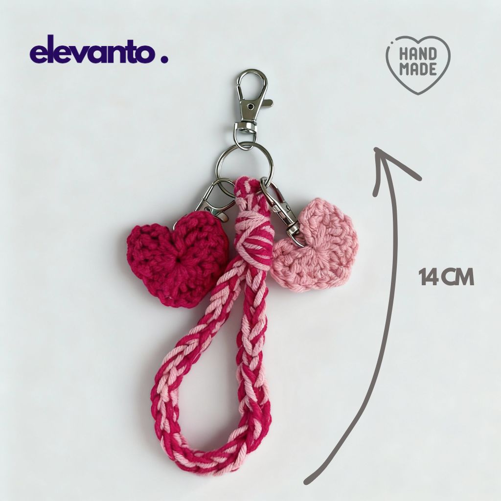 Crochet Keychain Sugar Rose, Pink Color