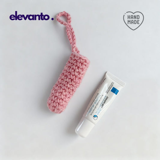 Crochet Lip Balm Case Blush Kiss, Pink Color