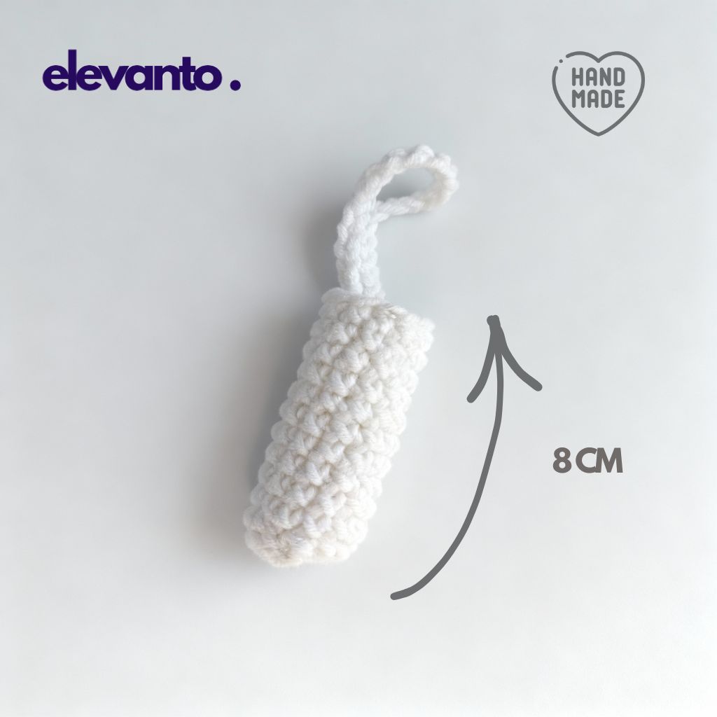 Crochet Lip Balm Case Snow Veil, White Color