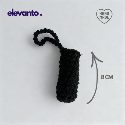 Crochet Lip Balm Case Ink Thread, Black Color
